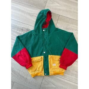 Retro Colorblock Corduroy Jacket Size M 90s Vibes Zarful Hoodie